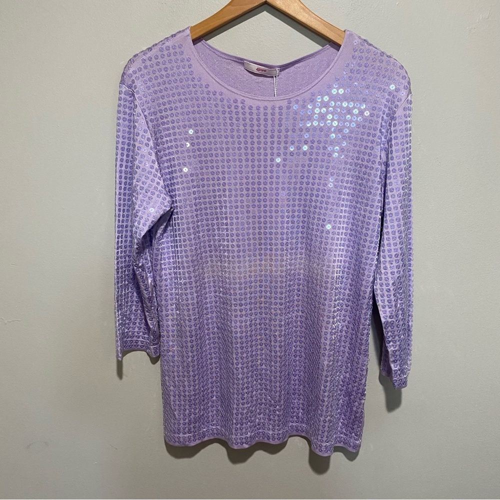 NWT Leggiadro Women's‎ Sequin Shaped Knit Tee Lilac Size 4